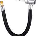 LUMITECO Locking Tire Chuck with Rubber Hose and Standard Tire Valve Fine Thread, Tire Inflator Pump Hose Adapter for Twist On Convert to Lock On Connection, 10'' Hose Adapter