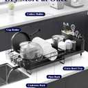 Kitsure Large Dish Drying Rack - Extendable Dish Rack, Multifunctional Dish Rack for Kitchen Counter, Anti-Rust Dish Drainers with Cutlery & Cup Holders 19.2"-26.7" L x 12.9" W, Black