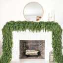 Christmas Cedar Garland for Christmas - Artificial Realistic Cypress Pine Greenery Garland for Mantel, Fireplace, Table Centerpiece Home Indoor Outdoor Holiday Party Decoration (Light Green)