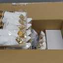 Hioasis 350pcs Blue and gold Plastic Plates - Blue Plastic Dinnerware Set Includes 50 Dinner Plates, 50 Dessert Dinnerware, 50 Cups, 50 Rolled Napkin Cutlery Perfect for Wedding