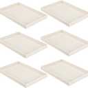 Quelay 6 Pcs Velvet Stackable Jewelry Tray Showcase Display, Jewelry Organizer Tray Bracelet Ring Earring Necklace Organizer Empty Plate for Drawers Countertop (Beige)