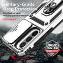 SunStory Case for Samsung Galaxy A36/A56 5G Case with HD Screen Protector & Slide Camera Cover & Rotated Ring Kickstand, [Heavy Duty Shockproof] Dual Layers Phone Case for Galaxy A36/A56 (Silver)