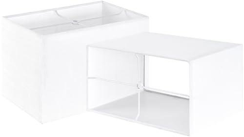 GOSO Small Rectangular Lamp Shades for Table Lamps & Wall Lamp Set of 2, 6.7 x12.6 x8 Inch Spider White Texture Rectangle Lamp Shade Modern & Rustic Square Linen Fabric Lampshade Replacement