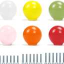 FOAN Cabinet Knobs 6 Pack, Ceramic Drawer Grip Handle, Suitable for Cupboard/Drawer/Dresser/Toilet/Kids Room, 1-1/4inch, Equipped with Multi Size Screws, Colorful