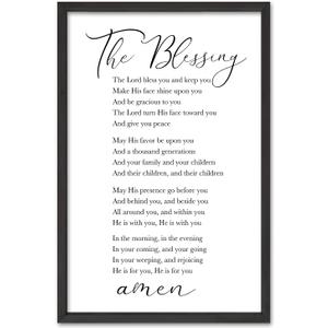 SRSZHIYUE The Blessing Song Lyrics Christian Wall Decor 16"×24" Scripture Amen Quotes Sign Religious Christ Prayer Bible Verse Rustic Farmhouse Home Living Room Small Wall Hanging (Black)