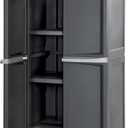 Sterilite 4 Shelf Cabinet, Lockable Utility Storage w/ Adjustable Shelves, Gray - Plastic Shelving Unit for Organizing Garage, Pantry, Basement, Laundry Room or Mudroom