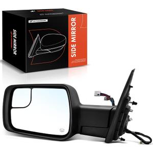 A-Premium Driver Side Power Door Mirror - Compatible with Ram 1500 2019 2020 2021 2022 - Heated Power Folding Chrome Outside Rear View Mirror w/Turn Signal Puddle Light and Blind Spot Glass, Standard