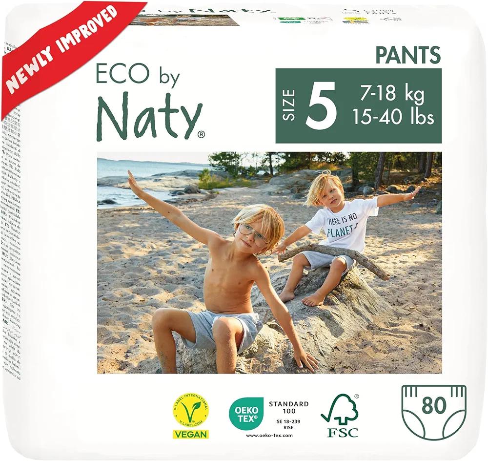 Eco by Naty Pull Ups - Hypoallergenic and Chemical-Free Training Pants, Highly Absorbent and Eco Friendly Pull Ups for Boys and Girls - Size (5) 3T-4T (26-40 lbs) – 80 Count