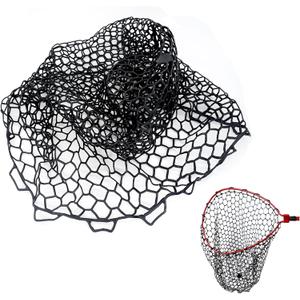 Rubber Fishing Net Replacement Hook Resist Fishing Nets for Fly Fish Landing Net, Trout Nets,Rubber Mesh Bag 4 Size (Fit Hoop Dia.:15.7" - 17.7"/Depth:15.7"/CIRC:50", Black)