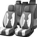 Coverado Pride Ride Car Seat Covers Full Set, Rainbow Seat Covers for LGBTQ+, Leather Waterproof Universal Car Interior Covers Seat for Most Cars (LGBT-Black-White)