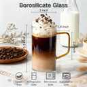 COMI Glass Coffee Mugs Set of 4, 17 oz Large Clear Coffee Cups with Colorful Handles, Hand Blown & Seamless Design, Heat Resistant and Explosion-Proof, Lightweight Tea Mugs for Home,Cafe