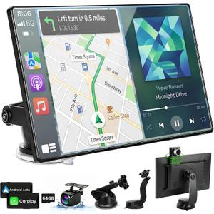 11" Ultra Large Wireless Carplay & Android Auto Screen for Car | Apple Carplay HD Touchscreen with Bluetooth, 360 Swivel 4K Dash Cam, 1080P Backup Camera, GPS, Mirror Link, Voice Control,FM