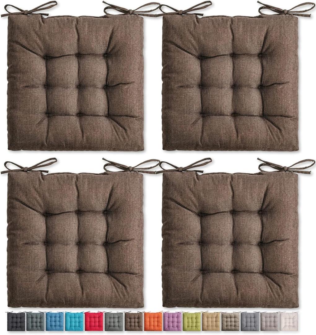 SQUARE MOON 4 Pack Chair Cushions, Seat Cushions, Chair Pads, Chair Mat for Indoor, Outdoor Dining Chair, Kitchen Chairs, Dining Room Chairs (16" × 16" × 4 Pack, Black Coffee)