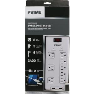 Prime Wire & Cable Prime Wire PB523120 8-Outlet Electronics Surge Protector with 14-3 SJT 6 Foot Cord, White