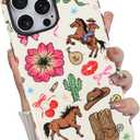 Magnetic for iPhone 16 Pro Max case,Cute Western Cowboy Floral | Compatible with MagSafe,Matte Hard Back Shockproof Anti-Scratch Phone Case for Women Girls