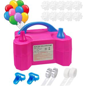 SINBEE Balloon Pump, Balloon Pump Electric, Portable Dual Nozzle Electric Blower Air Pump Inflator for Party Decoration. Faster and Save Time (Rose Red)