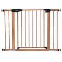 Mom's Choice Award Winner-BABELIO 26-40 Inch Metal Baby Gate with Wood Pattern, Easy Install Pressure Mounted Dog Gate, Ideal for Stairs and Doorways, with Wall Protectors and Extension Kits