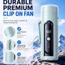 Mini Clip On Handheld Cooling Fan, 17000RPM 5 Speed Small Belt Fan with Ice Cooling Plate, Long Battery & LED Display, Portable Pocket Waist Fan for Travel Camping Hiking, Gifts for Men Women(Blue)