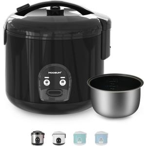 10-Cup Uncooked Rice Cooker & Food Steamer - Ceramic Coating Non-Toxic Inner Pot, One-Touch Multifunction for Rice/Saut/Yogurt, Dishwasher Safe, 3-10 Family Size, Black