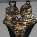 Women's Metallic One Piece Swimsuit Sexy Plunge Cutout Bodysuit Festival Rave Outfits S