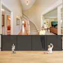 Reinforced 42" Extra Tall X 159" Extra Wide Retractable Pet Gate for Dogs Stop Babies and Pets from Drilling Through Outdoor Retractable Baby Gates Extra Tall Retractable Dog Gate Extra Wide Baby Gate (Black)