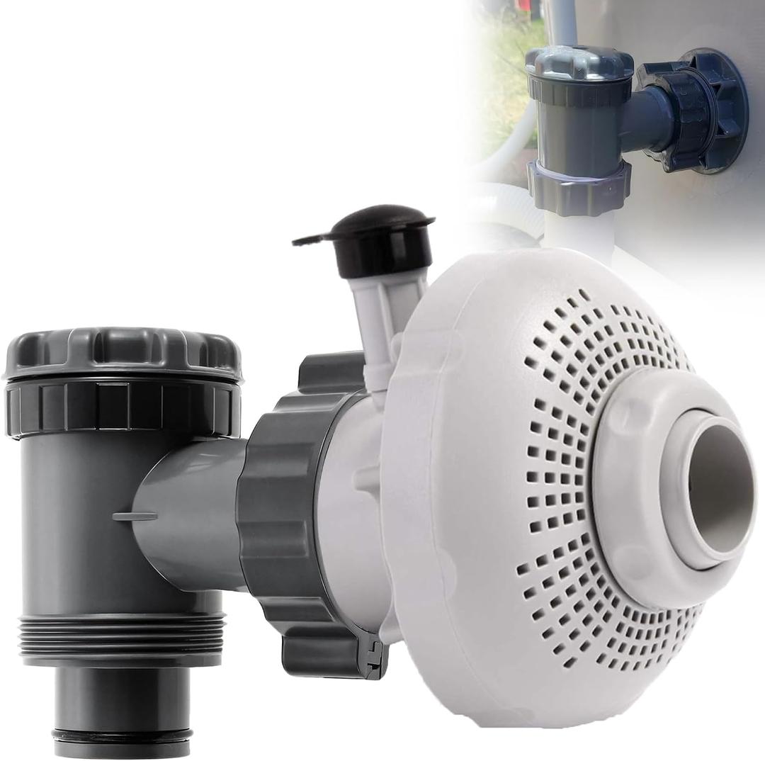 12355 Large Inlet Air Nozzle with Plunger Valve for Intex Pools, Above-Ground Pool Filter Pump On/Off Pool Drain Valve Part, Compatible with Intex, Coleman Frame Set & Ultra Frame Pools