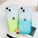 2 x XIQI Compatible with iPhone 14 Plus Case 6.7" 2022, Cute Kawaii Curly Wave Frame Shape Soft Silicone Shockproof Protective Phone Cover for Women Girls, Gradient Yellow