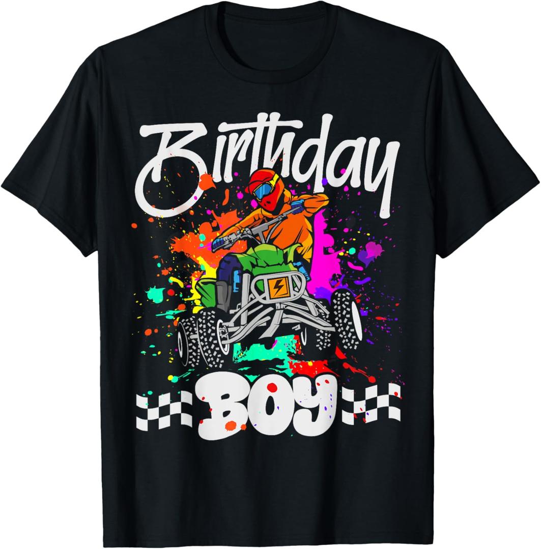 ATV birthday kids boy 4 Wheeler Quad ATV Birthday Party T-Shirt (Small, Black)