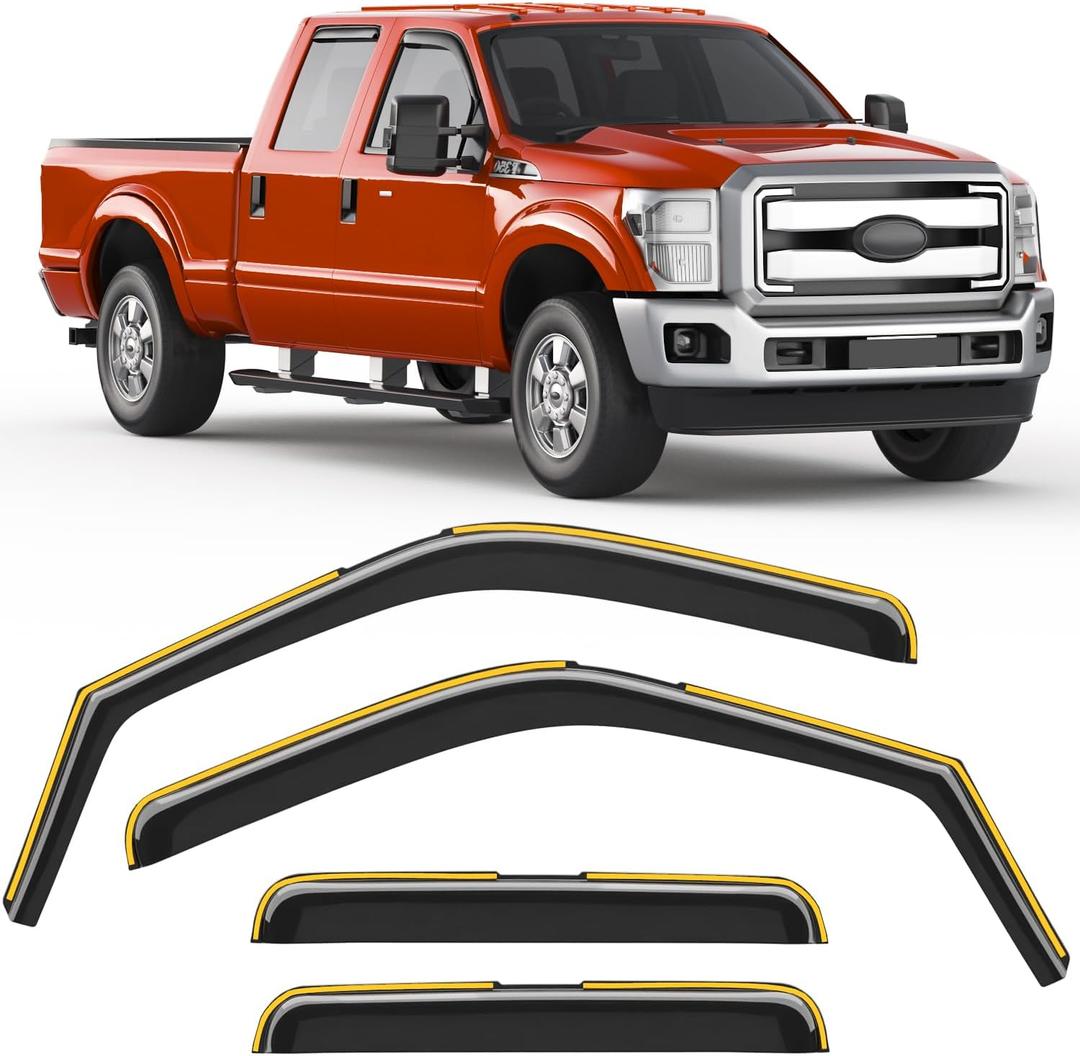 Window Visors Rain Guards for Ford F250-F550 SuperCrew 1999-2016