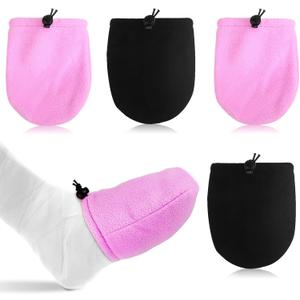 Jiuguva 4 Packs Cast Toe Cover for Foot Cast Toe Socks Nonslip Adjustable Toes Warmer for Men Women Ankle Leg Protector Supplies(Purple, Black)