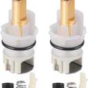 TOVEN-RV RP25513 Faucet Stem Assembly Kit Compatible with Delta 2-Handle Faucets, Includes RP24096 1/4 Turn Stop, RP4993 Seats and Springs, RP24097 Repair Parts for Kitchen & Bathroom Sink (2 Pack) (White)