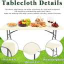 8 Foot Table Cover Fitted 10 Pack Picnic Elastic Tablecloth for Rectangle Tables Waterproof Stretch Washable Folding Indoor Outdoor Spandex Table Cloth for Parties Banquet Camping (Beige,30" x 96")