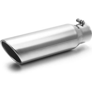 LCGP 3" Inlet Black Exhaust Tip,3" x 4" x 15" Universal Bolt On Stainless Steel Diesel Exhaust Tailpipe Tip