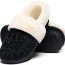 Evshine Women's Fuzzy Memory Foam Slippers, Closed Back Knit Bedroom Slippers, Slip-On Warm House Shoes for Indoor & Outdoor Comfort, Size 36-37