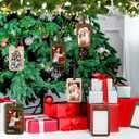 12 Pcs Christmas Picture Frame Ornaments for Tree Samll Hanging Photo Frame Ornaments 2.76 x 4.33 Inch Brown Green Beige for Christmas Tree Decor Home Party