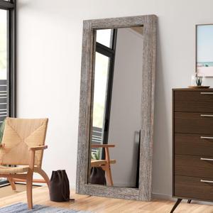 AAZZKANG Rectangular Full Length Mirror Wooden Frame Large Rustic 58"x24" Full Body Mirrors for Bedroom Living Room Entryway Dressing Room Hallway (A-light Brown)