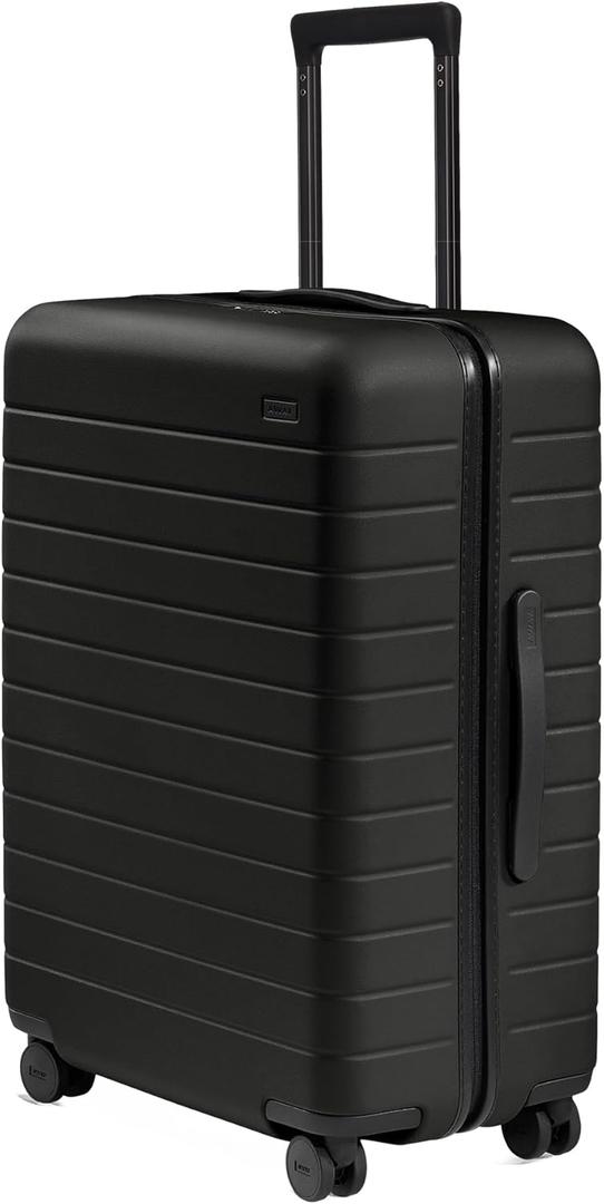 Away Medium Checked Luggage, Lightweight Hard Shell Suitcase with Spinner Wheels, Durable Rolling Luggage, TSA Lock, 26 Inch, Jet Black