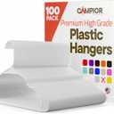 White Plastic Hangers 100 Pack Heavy-Duty Plastic Hangers Slim and Space-Saving, Durable and Lightweight PP with Non-Slip Shoulder Notches for Slip Dresses, Suits, Jackets & Camisoles