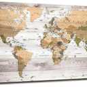 canvas Wall Art 24“x48 lagre map of the world Painting Ready to Hang Framed World Map Artwork Prints for Home