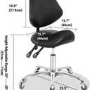 Saddle Stool Dental Hygienist Chair with Back Support, Rolling Esthetician Saddle Stool for Lash Salon Tattoo Shop Spa Dentist Clinic, Black, Adjustable Height 20-28 Inches, 100% Molded Foam Seat