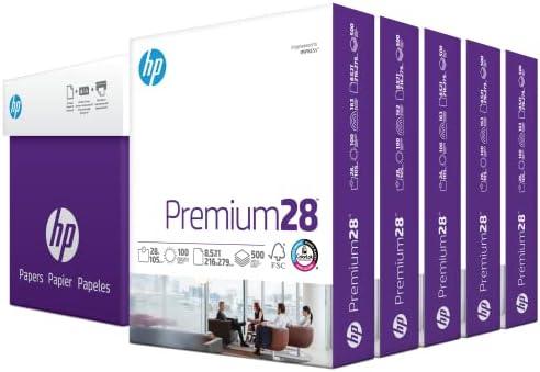 HP Papers | 8.5 x 11 Paper | Premium 28 lb | 5 Ream Case - 2500 Sheets | 100 Bright | Made in USA - FSC Certified | 205200C