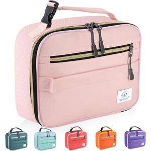 Genteen Lunch Bag for Women Girls Kids,Insulated Lunch Box,Reusable Lunchbox for School,Work,Outdoor (Pink)