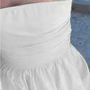 MakeMeChic Women's Strapless Backless Mini Dress Summer Ruffle Tube Bandeau Shorts Dress with Bow (White, M)