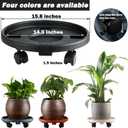 5 Pakcs Large Plant Caddy with Wheels 15.8" Rolling Plant Stands Heavy-duty Plastic Plant Roller Base Pot Movers Plant Saucer on Wheels Indoor Outdoor Plant Dolly with Caster Tray Coaster Black