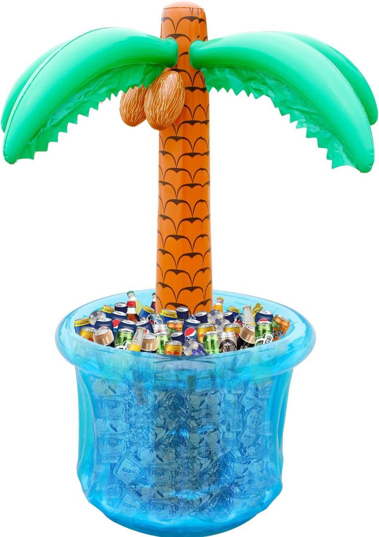 PARENTSWELL 63'' Inflatable Palm Tree Cooler, Tropical Luau Party Decorations, Inflatable Drink Cooler for Parties Jungle Hawaiian Birthday Party Decorations Palm Tree Decor