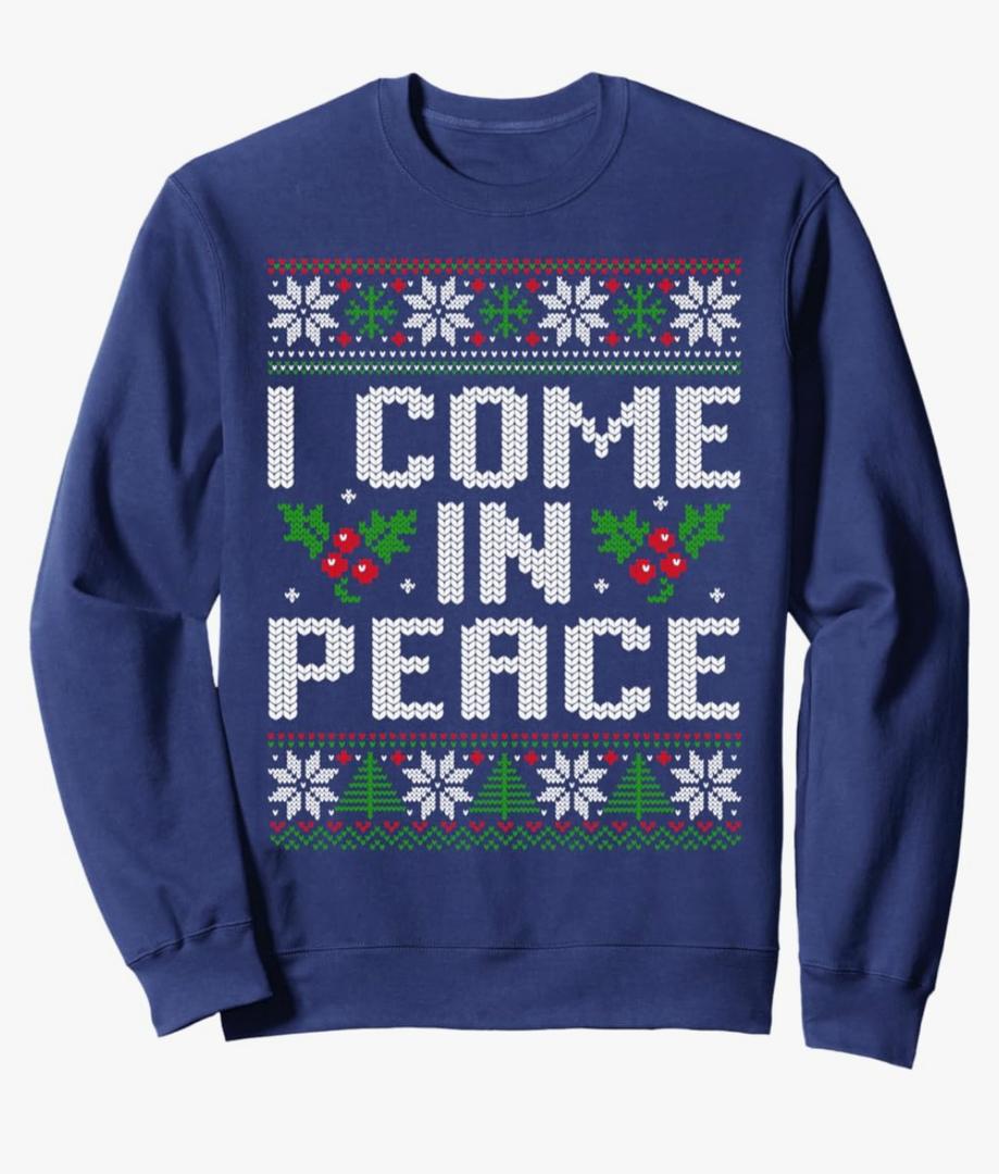 I Come In Peace Couple Matching Ugly Christmas Sweater Sweatshirt L