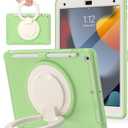 BATYUE Shockproof Case for iPad 7th/8th/9th Gen 2019/2020/2021 | 360 Multi-Angle Stand (Portrait & Landscape) & Grip, Built-in Screen Protector, Pencil Holder, Matcha Green