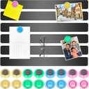 Wukong 6 Pack | 30x3cm(11.81 x 1.18) Magnetic Stainless Black Boards Strips, Adhesive Backing Bulletin Bar Board, Memo Board with 16Pcs Colorful Magnets for Office, Home, Photo Wall, Documents