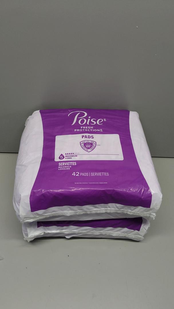 Poise Incontinence & Postpartum Pads for Bladder Leaks, 5 Drop Maximum Absorbency, Long Length, 84 Count