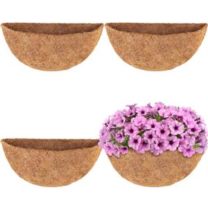 HFHOME 4 PCS 12 Inches Half Round Coco Liner, 12" Half Circle Wall Planter, Coco Fiber Replacement Liners for Wall Hanging Baskets